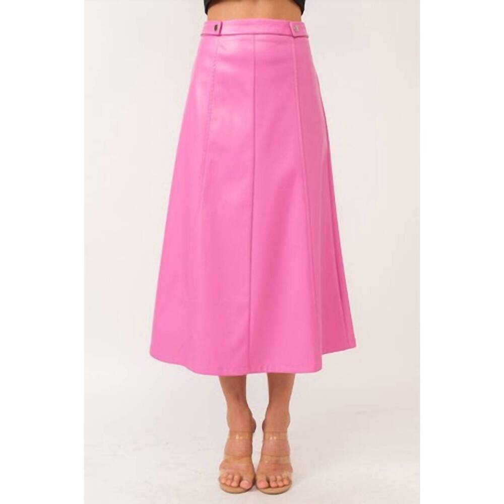 NEW TEA & CUP faux leather midi skirt in pink